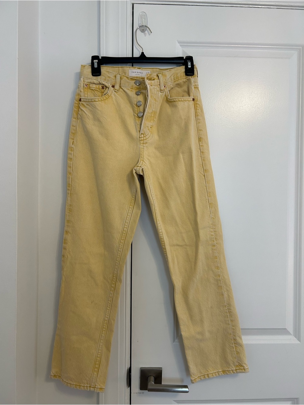 Topshop Straight-Leg Jeans in Pale Yellow
